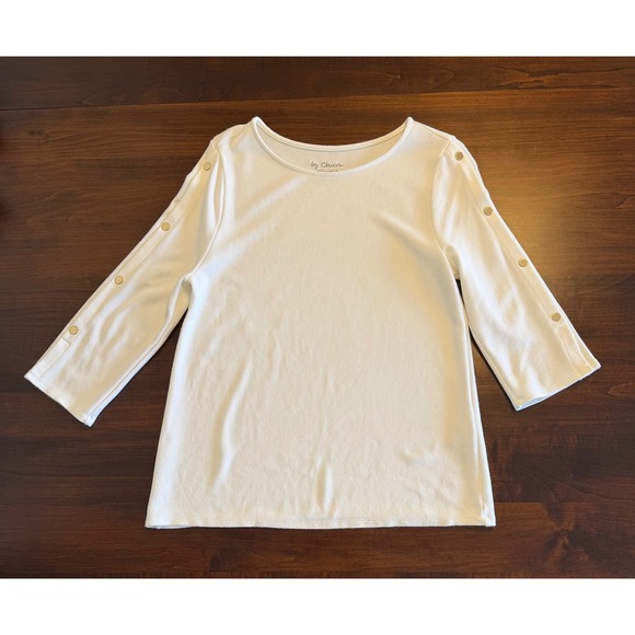 Chico's Tops - Chico's White Knit Top 3/4 Sleeve Size 1 Med Clean Girl‎ Coastal Grandma Chic